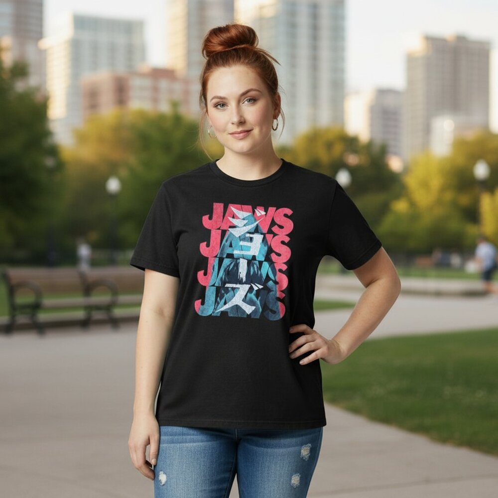 Jaws Movie Short Sleeve Crewneck Relaxed Loose Fit Graphic Tee